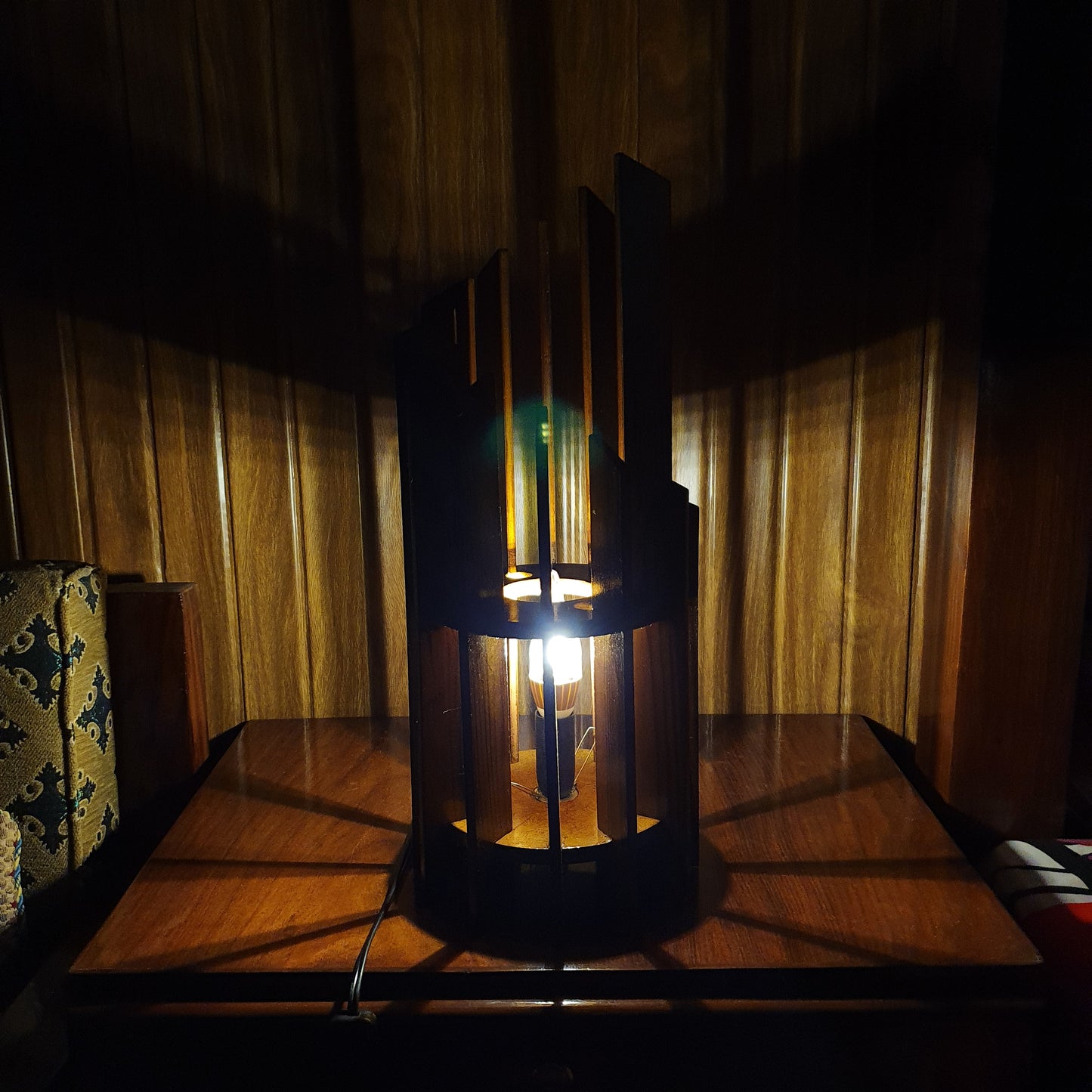 Wooden Table Lamp (D-1 Brown)