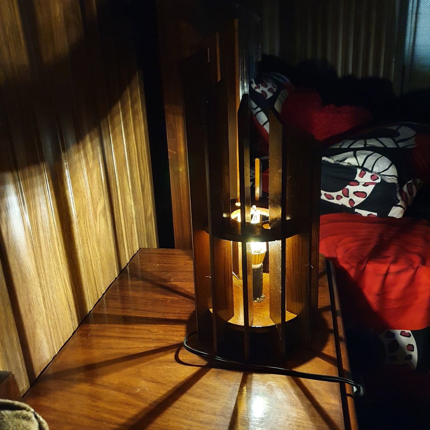 Wooden Table Lamp (D-1 Brown)