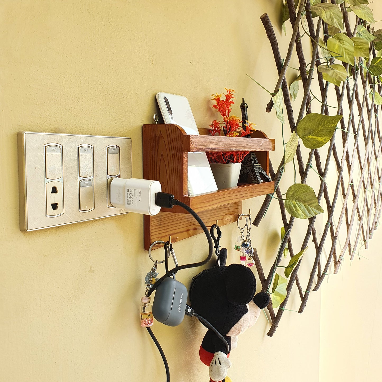 Wall Mount Wooden Mobile Holder (D-3)