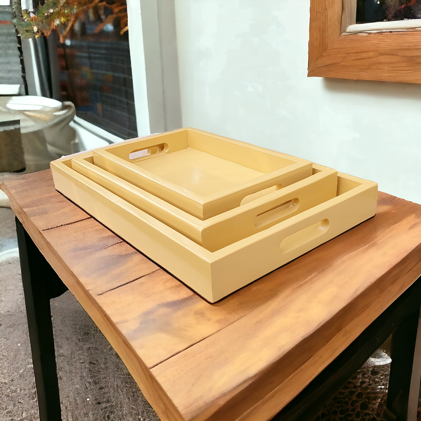 Wooden Serving Tray Set (3 Pcs)