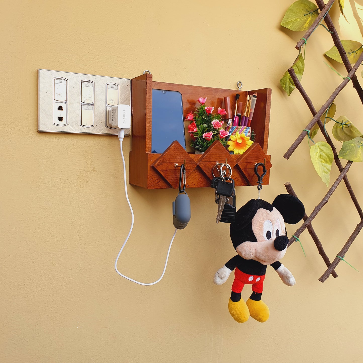 Wall Mount Wooden Mobile Holder (D-1)