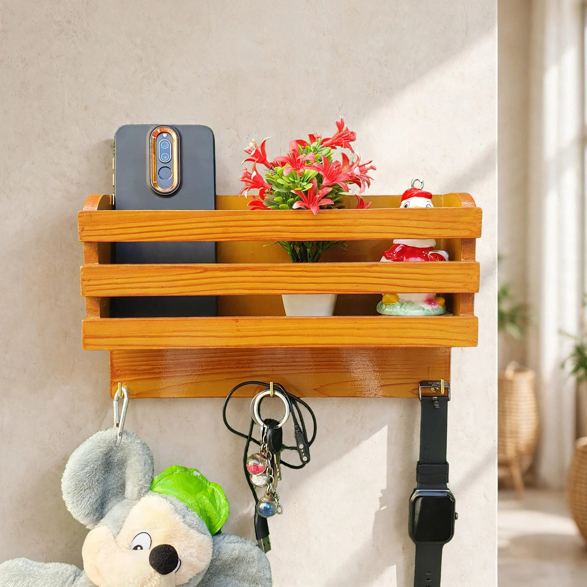 Wall Mount Wooden Mobile Holder ( D-5)