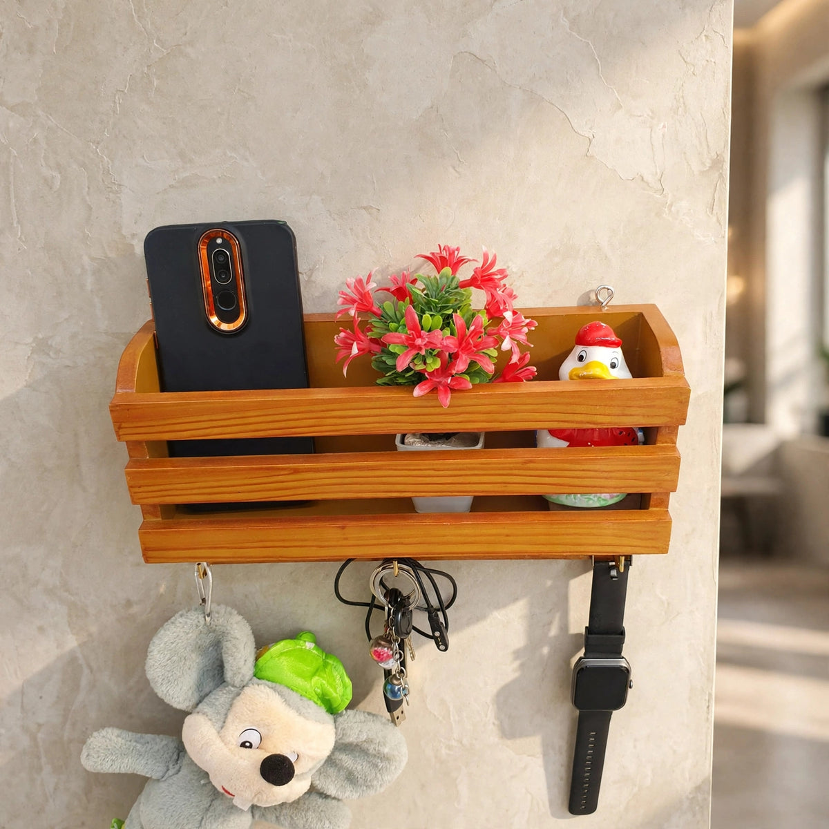 Wall Mount Wooden Mobile Holder ( D-5)