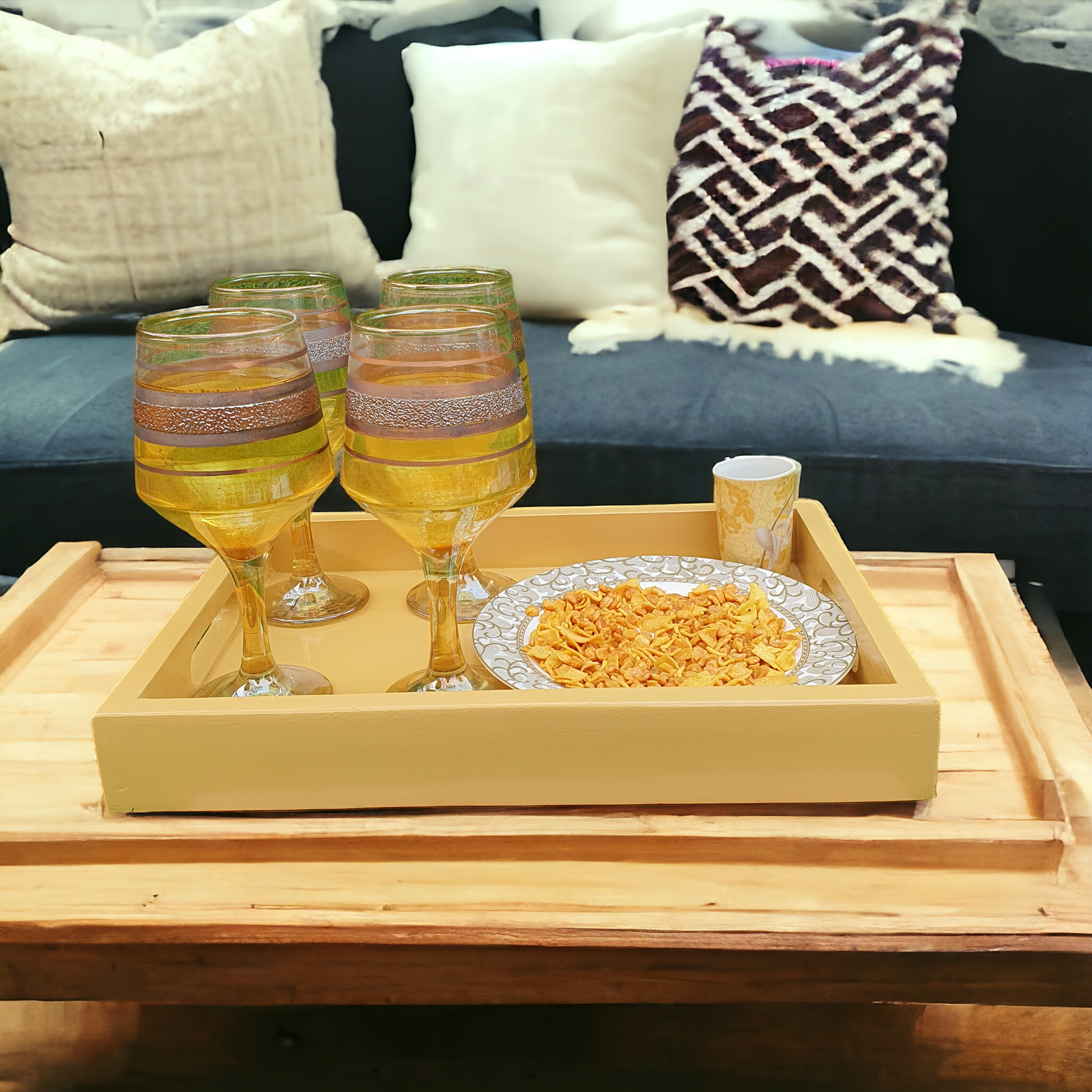 Wooden Serving Tray Set (3 Pcs)