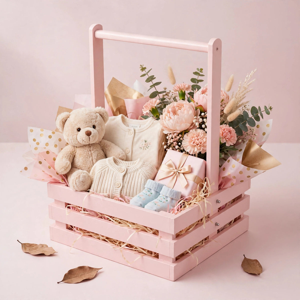 Wooden Baby Gift Basket (D-5)