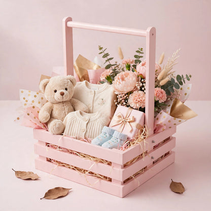 Wooden Baby Gift Basket (D-5)