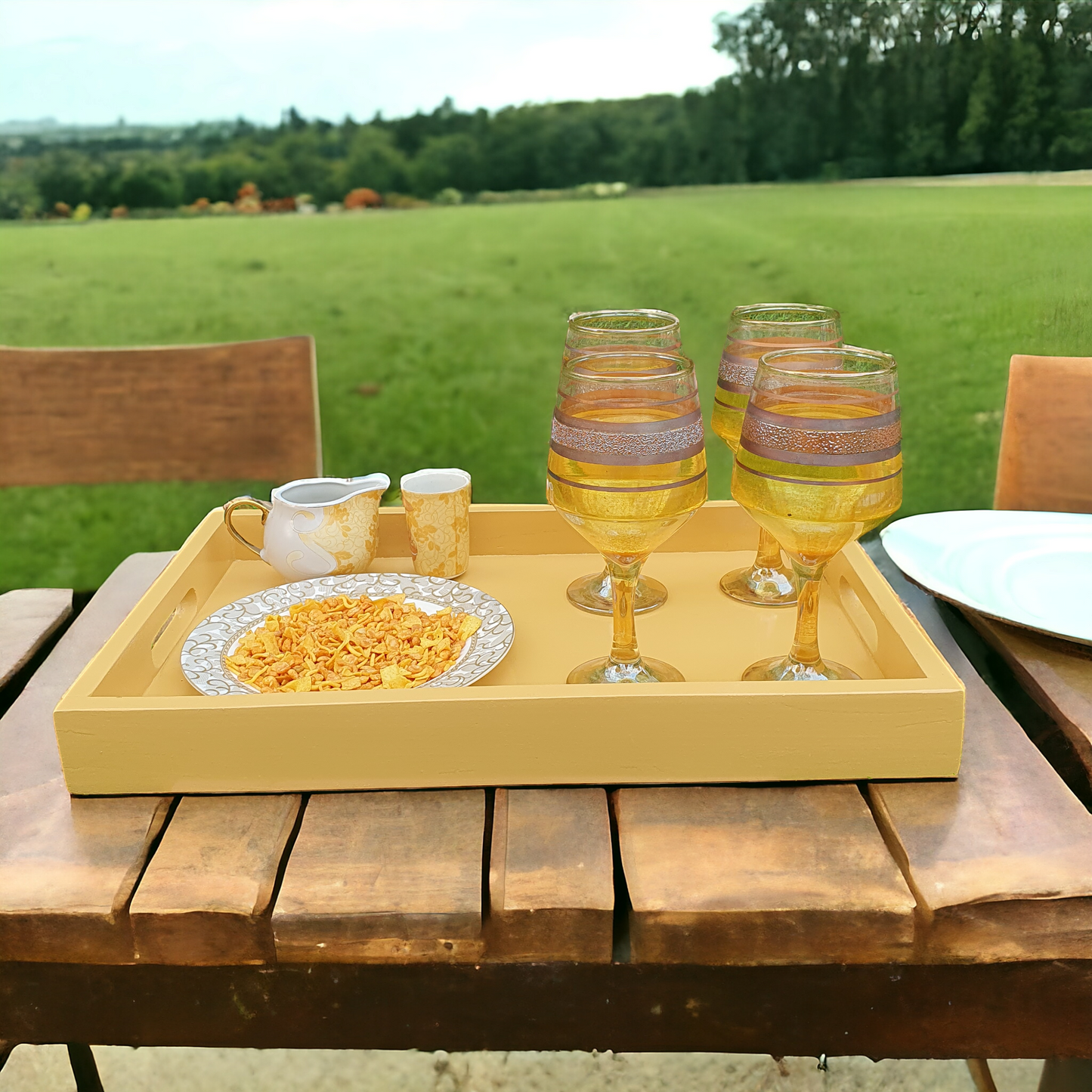 Wooden Serving Tray Set (3 Pcs)