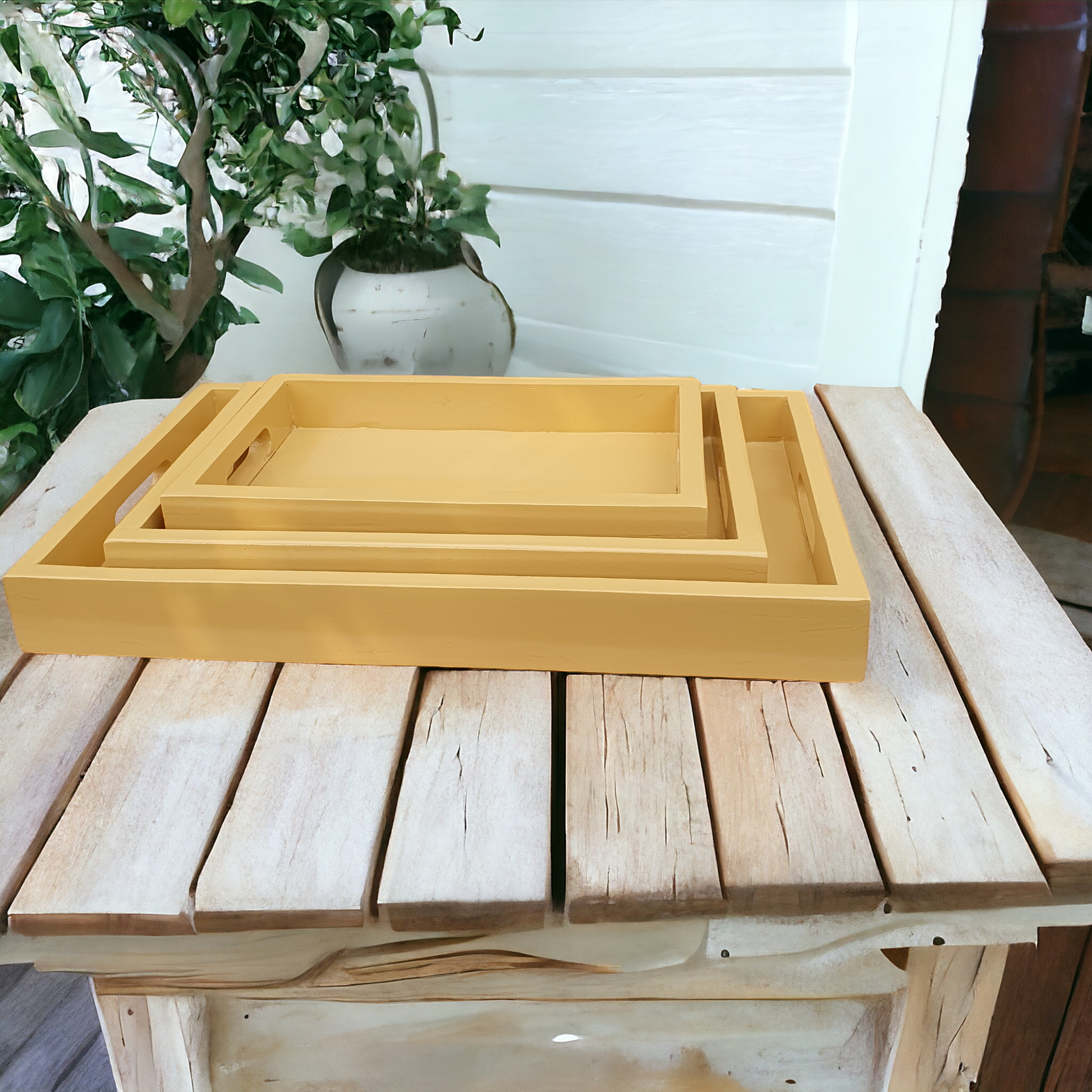 Wooden Serving Tray Set (3 Pcs)